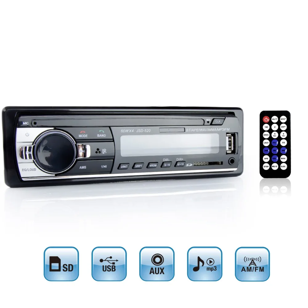 Viecar Цифровой Bluetooth Автомобильный mp3 плеер/FM радио стерео аудио Музыка USB/SD с в тире слот AUX вход