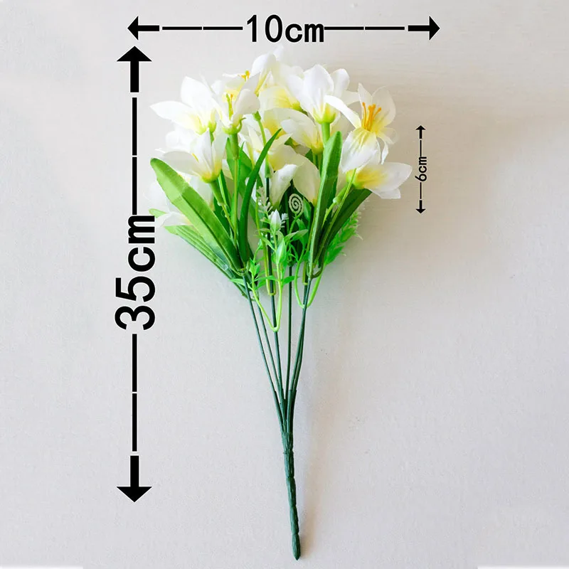 18 головок 1 букет настоящий на прикосновение шелк Лилия с листом Искусственные цветы вечерние для дома цветочный декор свадебное украшение искусственный цветок 52081