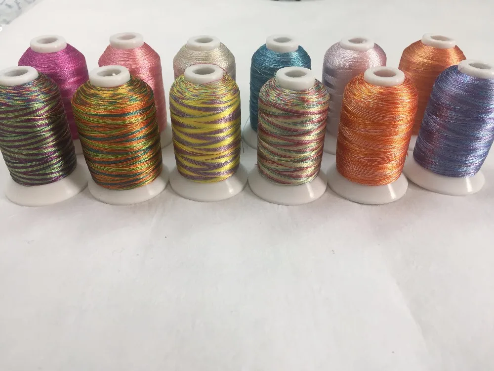 Simthread разноцветная полиэфирная нить для вышивки, 12 цветов, 1100 ярдов на катушку