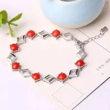 Природный южного красный агат браслет стерлингового серебра 925 натуральный красный камень в поле сочетание браслет ювелирных украшений для женщин