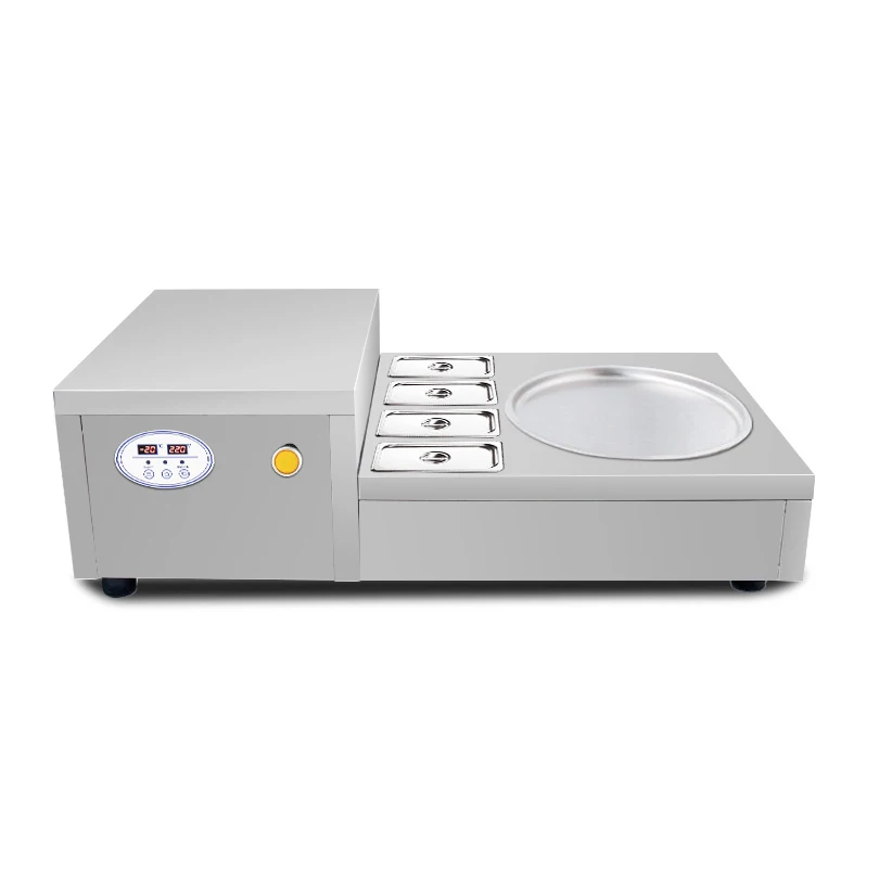 

Hot Sale Thailand Single Pan 4 Buckets Fried Ice Cream Roller/ Instant Ice Cream Rolls Machine/ Fry Ice Cream Cold Plate