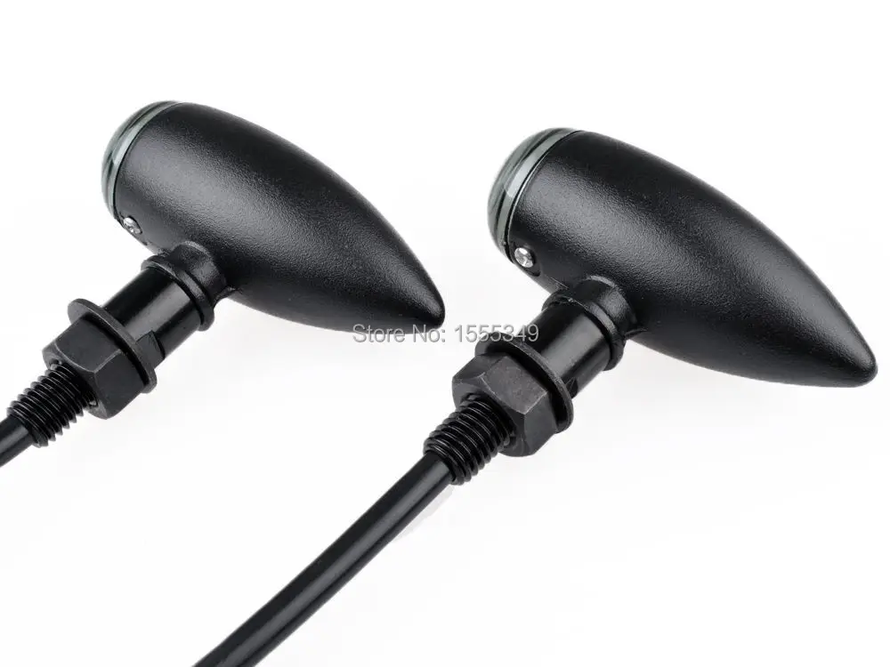 4x черный корпус 12 В мотоциклетные пули поворотники индикаторы для Harley Dyna Bobber Chopper Sportster Honda Yamaha Kawasaki