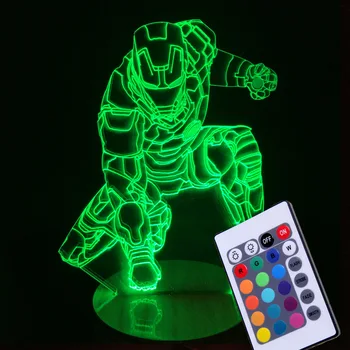 

Remote Avengers Marvel 3D lamp Color Changing 3d illusion led lamp light IRON MAN night lights table desk home lighting