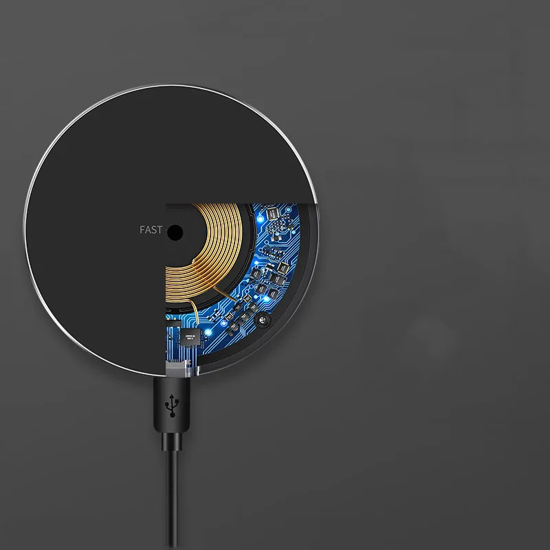 QI Fast Wireless ChargerWireless Charging Round Pad Smart Lighting Sensor For IPhone 8/8 Plus/IPhone XSamsung Galaxy S8S7S6