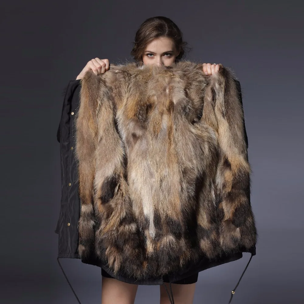 parka real fur women furs parka women winter 2018 real raccoon fur coat long warm jacket real fur coat hood parka warm outerwear