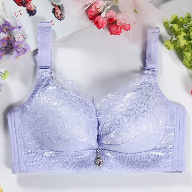Lady Sexy Lace Bra Wire Free Back Closure Underwear Seamless Push Up Bralette (6)