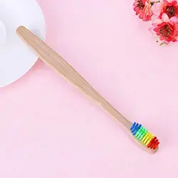4 шт. радуга цвет бамбуковой ручкой зубная щётка es мягкие детские экологически чистые зубная щетка уход за зубами