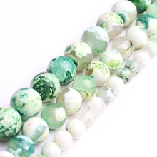 Зеленый огонь дроган вены агат 6 8 10 мм натуральный камень бусины для самостоятельного изготовления ювелирных изделий оникс браслет ожерелье мужские Подвески 15 дюймов