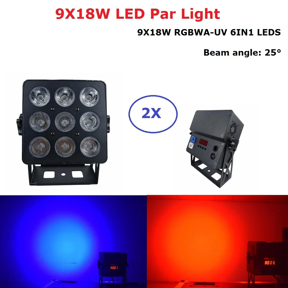Светодиодный светильник 9x18 Вт RGBWA UV 6 в 1 светодиодный DMX512 Par сценический