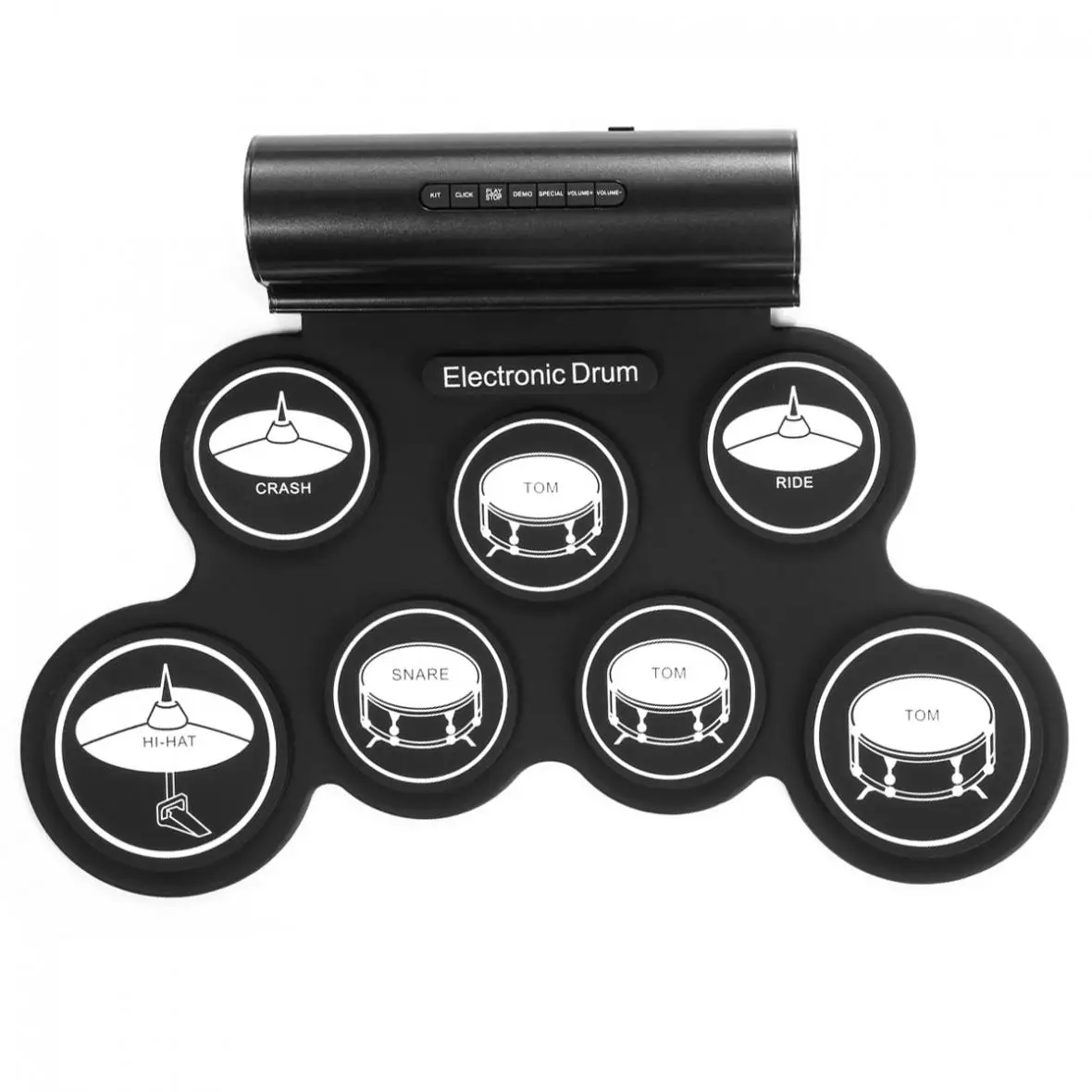 Batería electrónica Digital USB MIDI 7 almohadillas Roll Up Set silicona batería eléctrica almohadi