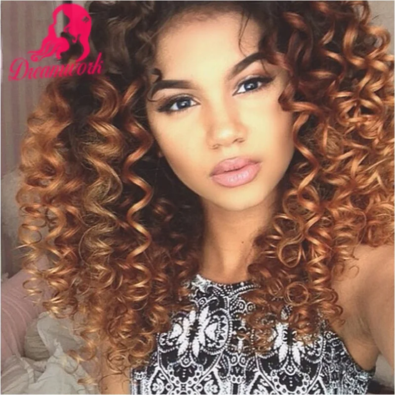 150 Density Ombre Brazilian Deep Curly Full Lace Wig With Bleached