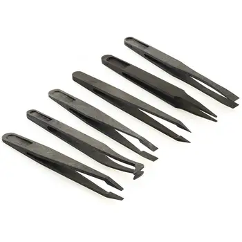 

2018 Multifunction Black New Portable Straight Bend Anti-static Plastic Tweezer Heat Resistant Repair Tool
