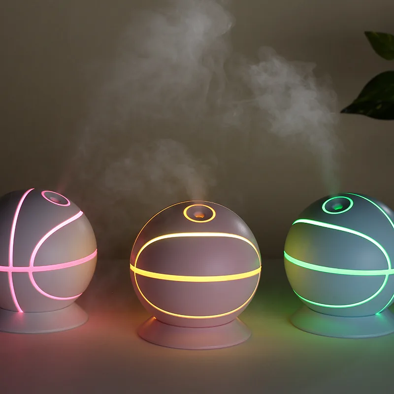 

180 Degree Rotatable Air Humidifier Creative Basketball Essential Oil Diffuser USB Electric Car Humidifier with LED Light 240ml