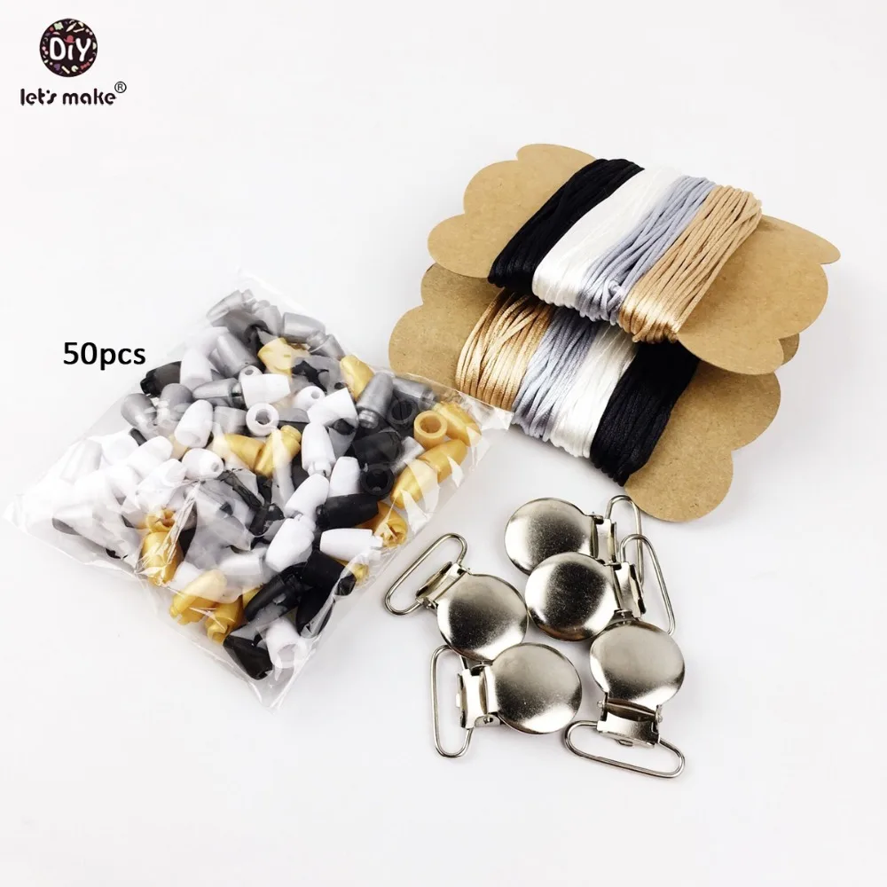

Let's Make Pacifier Clip Set Baby Safty Non-toxic Pacifier Holder Personalized Satin Rope For Babys Tooth Gel Pacifier Clip