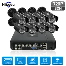 Hiseeu 8CH 720P CCTV Camera system 8pcs 1.0MP waterproof Outdoor Surveillance Security Camera CCTV DVR Kit AHD Camera Set
