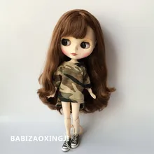 1/6 doll fashion casual clothes 1/6 doll clothing Doll Accessories Camouflage T-shirt for barbie blyth 30cm