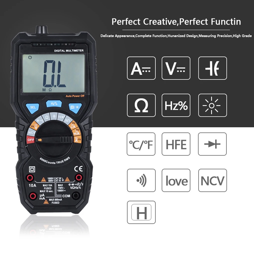 

Multimeter Automatic LCD Display Electric Hand Held Tester Digital Multimetro Ammeter Capacitance Temperature Test Multitester