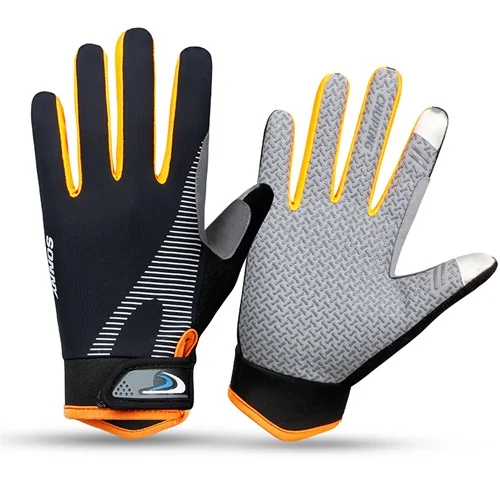 Мужские спортивные перчатки Модные мотоциклетные перчатки мужские перчатки полный палец фитнес вес тренажерный зал перчатки - Цвет: Orange