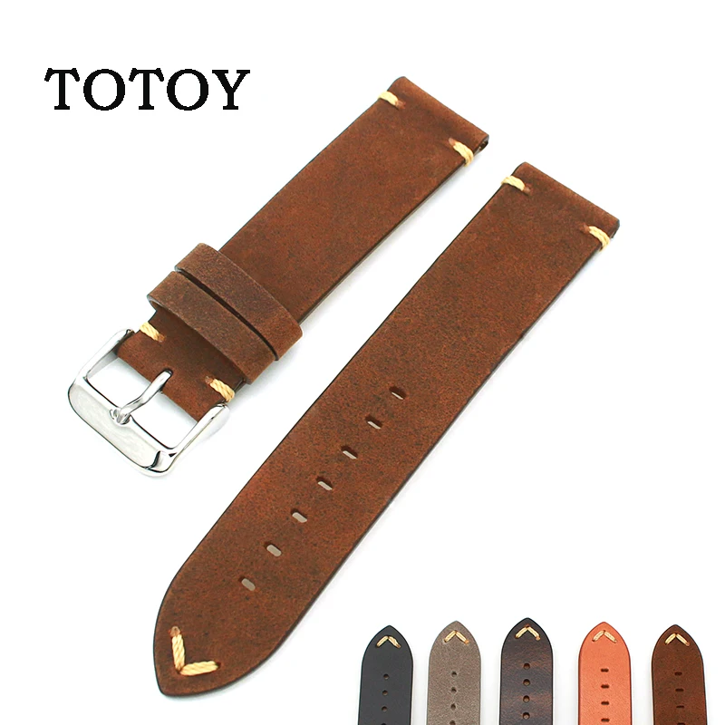 

TOTOY High quality calfskin strap 18 19 20 21 22 mm new leather strap with Omega Jiang Shidantan Longines Seiko mechanical strap