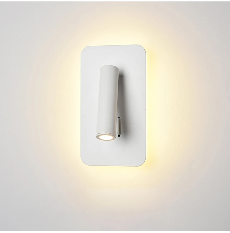 Nordic LED Wall Lamp with switch 3W spotligh 6W backlight free rotation Sconce indoor wall light For Home Bedroom Bedside light decorative wall lights