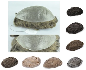 

62 Colors Mirage Toupee--6" Slight Wave Medium Light Mens Hair Piece Toupee Best Quality Can be cut by yourself