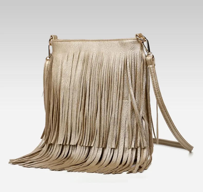 New Fashion Fringe Bag Gold Crossbody Bags Classic Women Shoulder Bags Casual Tote with Tassels Messenger (8)