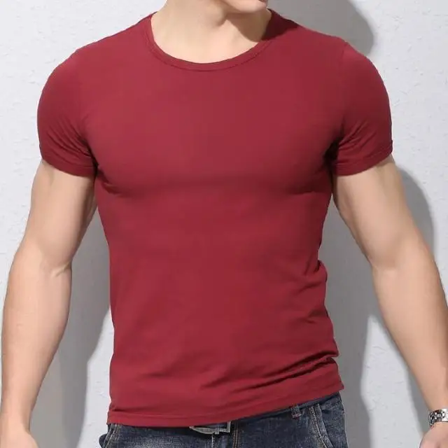 Hot New Mens Sport Casual O Neck Short Sleeve Cotton Tight Fit Muscle T ...