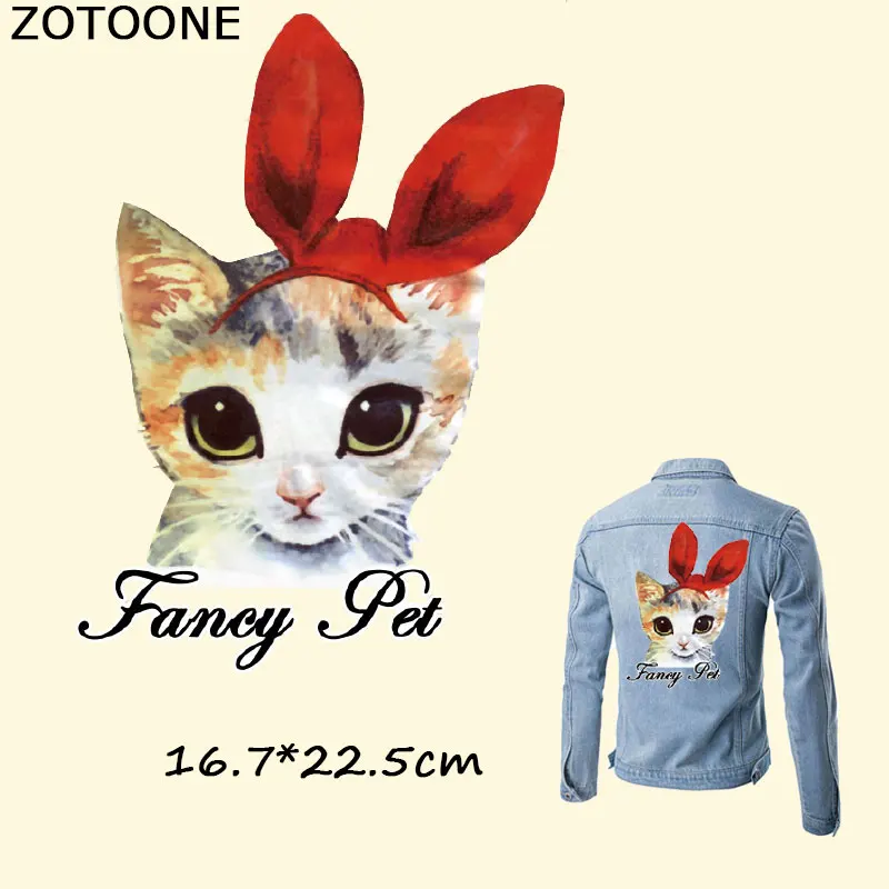 

ZOTOONE Lovely Fancy Pet Bow Cat Pathes for Clothing Thermo Stickers Iron on Transfers Patches Applique on Clothes DIY for Girls