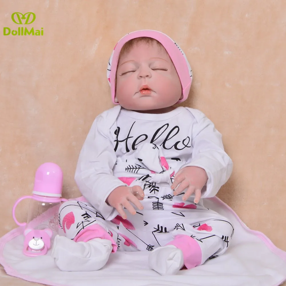 Boneca bebe menina reborn 22 дюймов 55 см красная кожа полный силиконовый винил для новорожденных, для девочек куклы игрушки новорожденная кукла-ребенок подарок для детей
