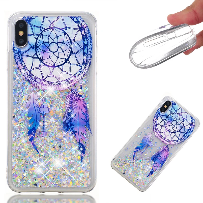 Милый Жидкий Блестящий песок чехол для iPhone X XS Max XR крышка мультфильм жидкий