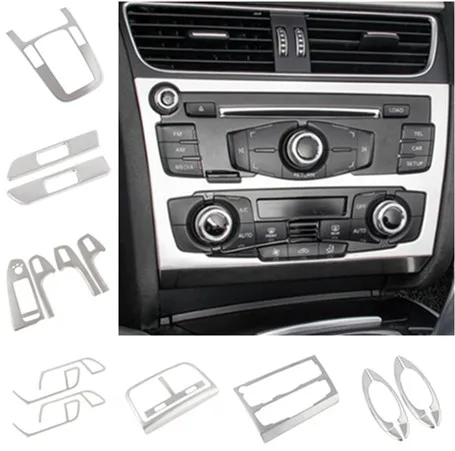 

Silver Center Console Gear Shift Panel Decoration Air Outlet Cover Trim Strips For Audi A4 B8 2009-2016 A5 Car styling