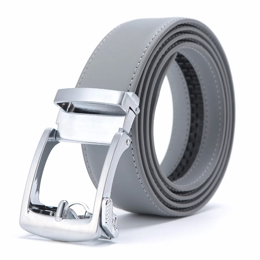 New Designer Popular Luxury Brand Cowhide Leather Belt Men Gray