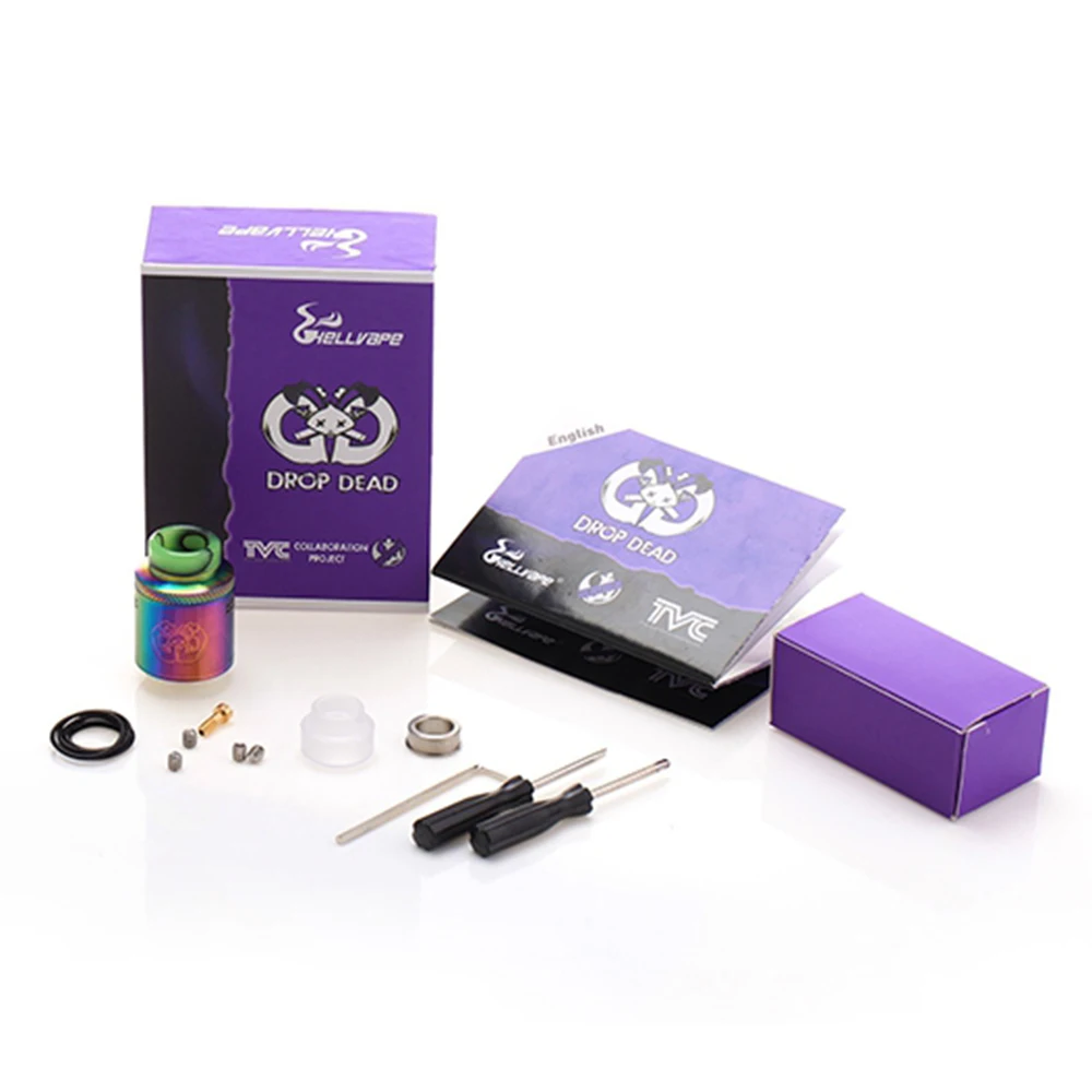 Beste Originele Hellvape Drop Dead BF RDA 14 Luchtstroom Gaten met Hars Driptip Single Dual Coil Bouwt voor Squonkor Mod vs Dode Konijn