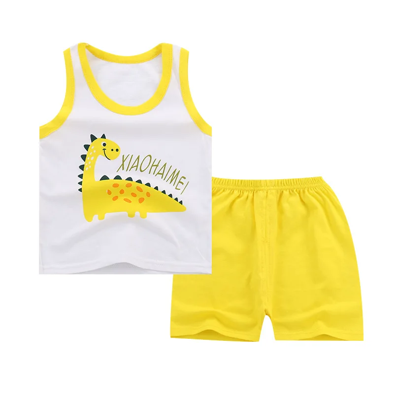 Одежда для младенцев; детский летний комплект одежды для маленьких мальчиков и девочек; детские спортивные костюмы; хлопковый жилет+ штаны - Цвет: 12