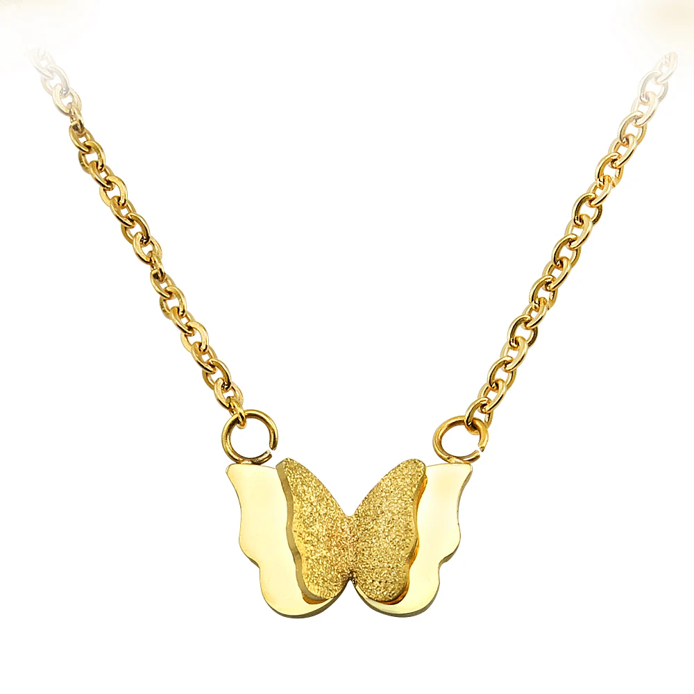Fashion Butterfly Necklace Chic Lovely Girl Necklace Pendants Stainless