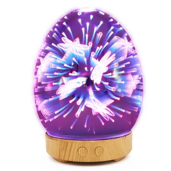 

100ml 3D Light Glass Humidifier Essential Oil Aromatherapy Diffuser Unit US Plug 3D Light Romantic Mood Lights for home office