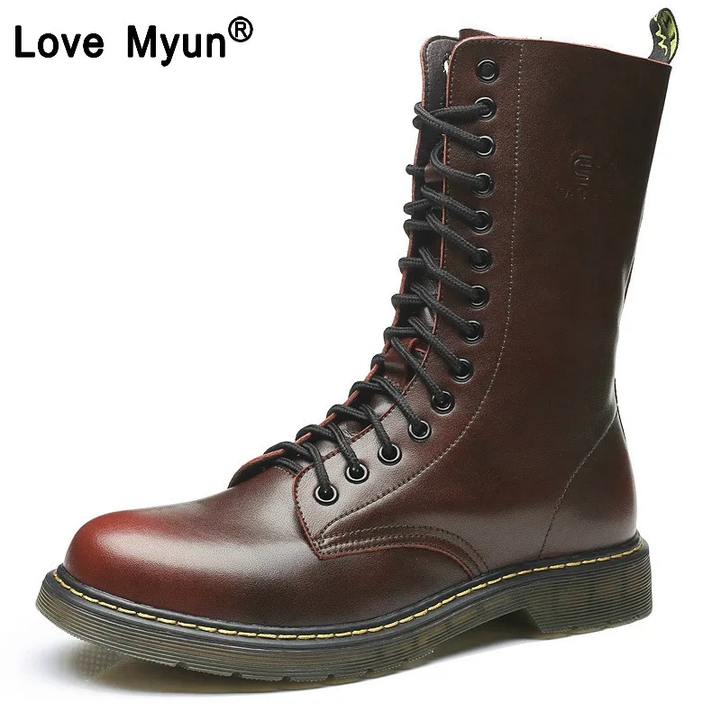 

Genuine Leather Men Military Boots Men's Motorcycle Riding Hunting Casual Walking Shoes Designer Martin Botas Hombre size 38-489
