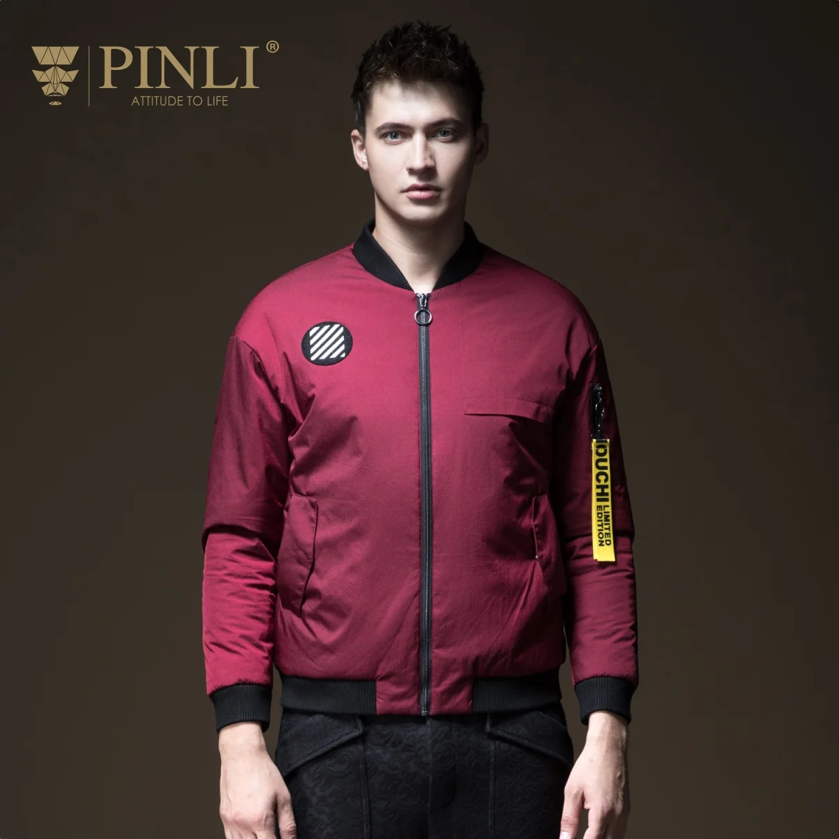 Зимние куртки для мужчин s Chaquetas Hombre Pinli Pin, новая осенняя мужская одежда, Бейсбольный воротник, хлопковое пальто, куртка B183405564 - Цвет: see chart
