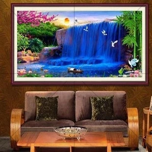 

Diy Diamond painting Blue waterfall diamond cross stitch home decoration full square resinstones diamond mosaic sets Needlework