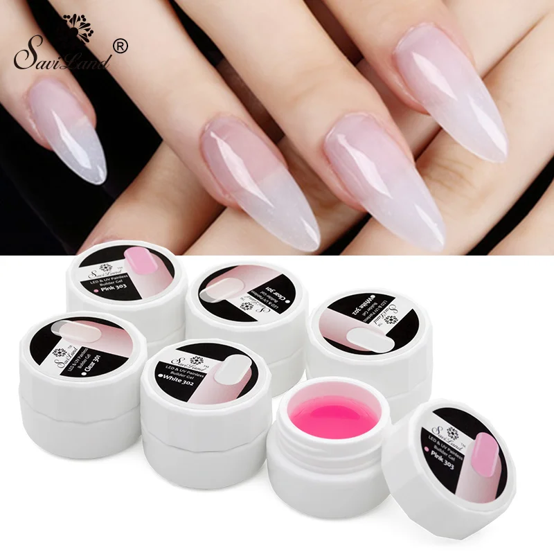 Saviland Nail Extension Gels Thick Builder Gel Professional Pink White