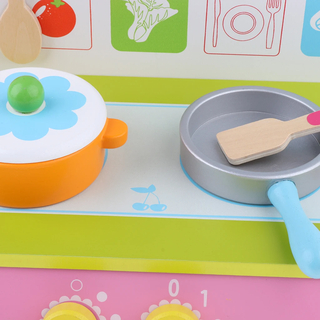 Girls Play House Kitchen Cookware Playset Kid Pretend Toy Cooking Stove Bench Pots Pans Utensils Kitchenware Set Gifts