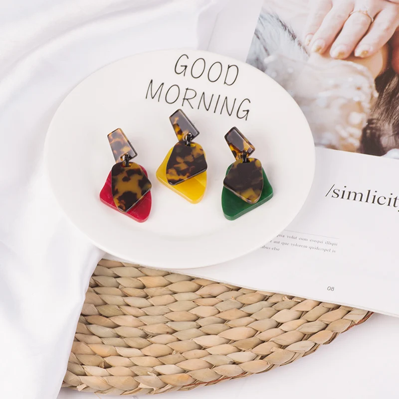 Vintage Long Acrylic Acetic Resin Earrings for Women 2019 Big Geometric Dangle Drop Earings for Girls Fashion Jewelry New Brincos (3)