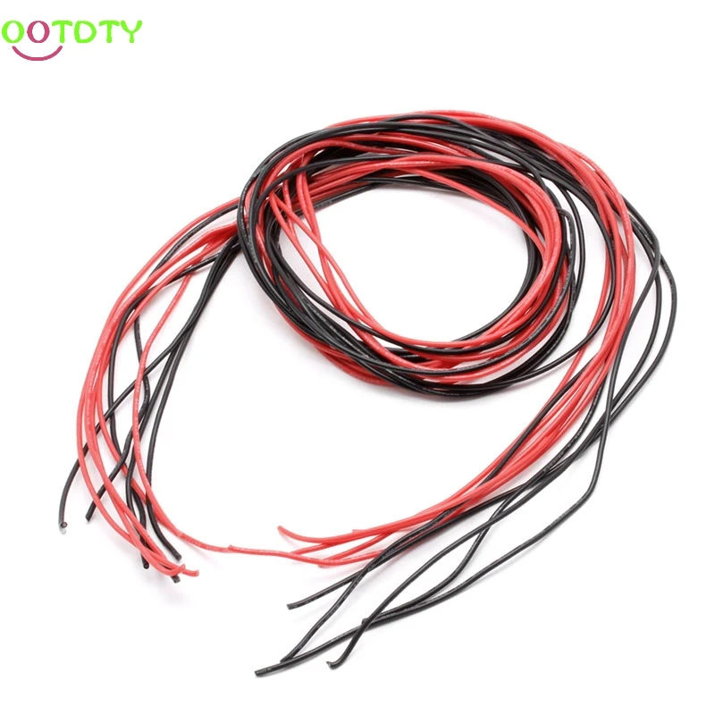 1Set 22AWG Gauge Wire Silicone Flexible Stranded V Copper Cables 5m Accessories For RC Black Red