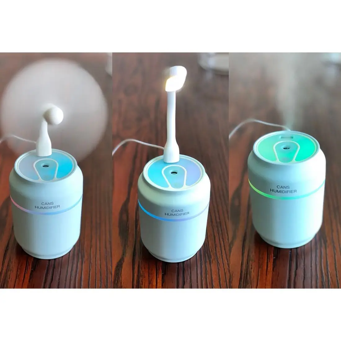 

Portable 3-in-1 USB Humidifier Fan LED Nightlight Ultrasonic Small Air Humidifier Gift