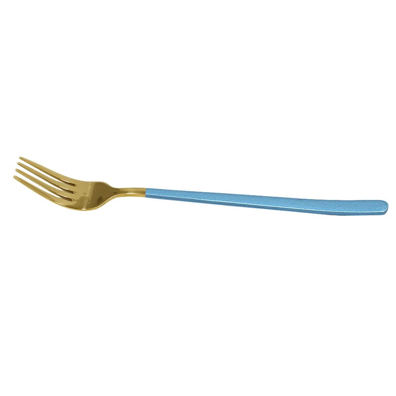 Stainless Steel Long Handle Spoon Fork Gold Plated Dessert Tea Coffee Spoons Gold Spoon Fork For Ice Cream Dinner Tableware