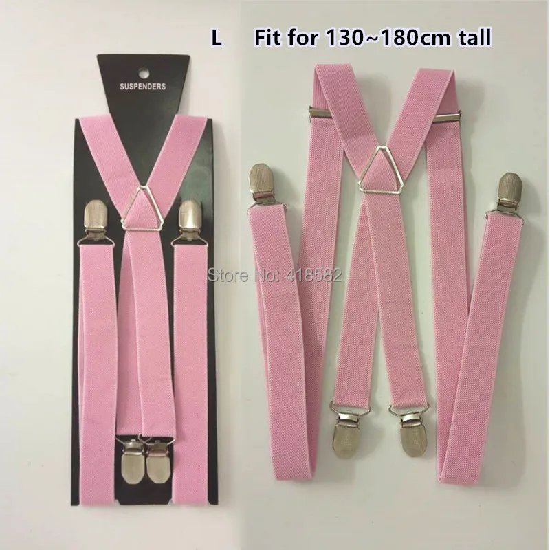 BD002-Light pink kids suspender Elastic strap adjustable women suspenders for weddding men braces 4 clips-on 4 size