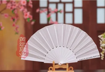 

50 Pcs/ Lot White Ivory 12 Colors Custom Personalized Name And Date Elegant Folding Silk Fabric Hand Fan(Customized fan)