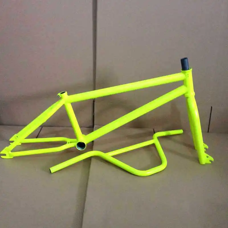 Высокое качество BMX CRMO 4130 стальная рама вилка руль MID BB bmx набор рам - Цвет: Fluorescent green