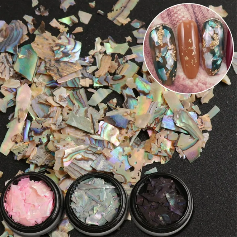 

1Box Broken Nail Art Shell Flakes Irregular Abalone Gradient Sequins 3d Manicure UV Gel Polish Decoration Accessory New Design