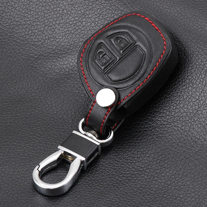 

1pc 2 Button Car Key Protector Case Black Leather +Zinc Alloy Keychain Accessories Fit For Suzuki SX4 Swift Grand Vitara Liana